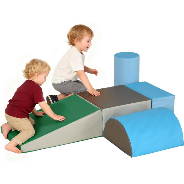 HOMCOM 5-Piece Soft Play Equipment Baby Foam Climber Block for 1-3 Years, Easy to Clean, Certified & Safe Material Aosom UK