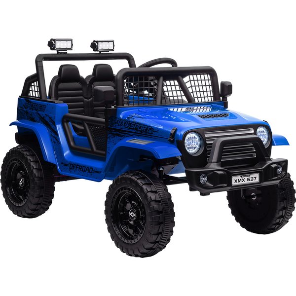 AIYAPLAY 12V Battery Powered Kids Ride On Car, Electric Truck w/ Spring Suspension, Remote, Music Horn Lights - Blue Aosom UK