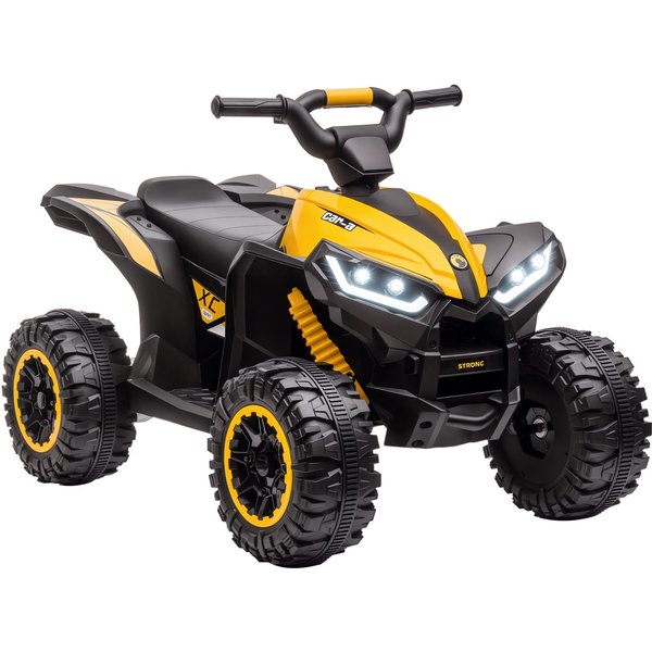 HOMCOM Kids' 12V Electric Quad Bike: Ride-On ATV with Forward/Reverse, Speed Control, Suspension, Horn & Music, Yellow Aosom UK