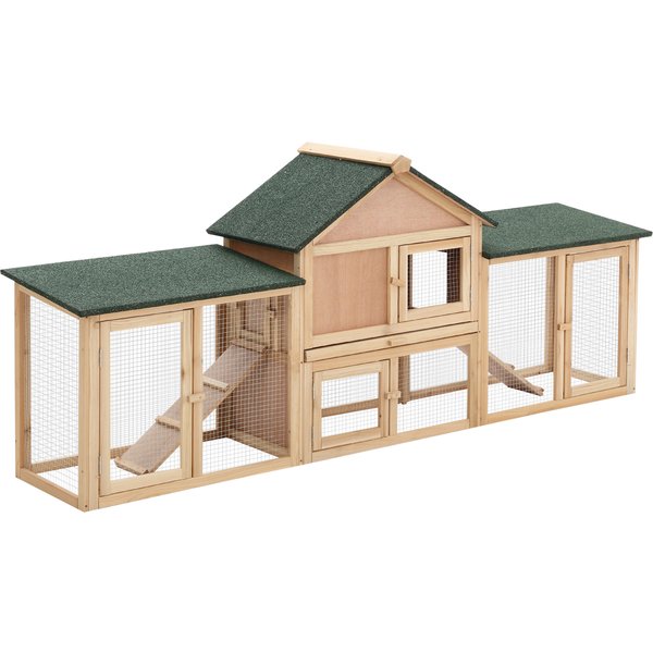 Pawhut Clapier Cage à Lapins Rongeurs Poulailler Xxl 2 éTages Toit Bitumé IntéGral Tiroir DéJection 2,10L X 0,46L X 0,85H M Bois Massif Pin Pré-Huilé-image