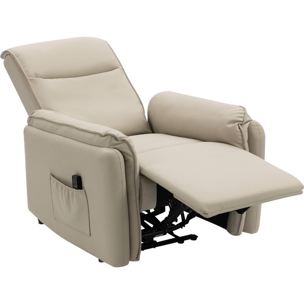 HOMCOM Relaxsessel, Fernsehsessel mit Liegefunktion, Knetmassage, TV-Sessel mit Fußteil, Kunstleder Massagesessel mit Fernbedienung, Seitentasche für Wohnzimmer, Schlafzimmer Beige Aosom