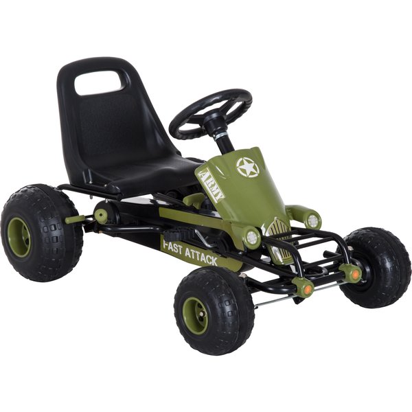 HOMCOM Go Kart Kinder Kettcar Tretauto mit Handbremse ab 3 Jahre, grünes Design 99x65x56cm für Spielspaß im Freien Aosom.de