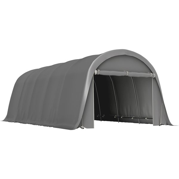 Outsunny Carport Tente De Garage 3,6 X 7,2 M Abri Voiture ExtéRieur Tente De Stockage Avec Parois LatéRales Amovibles, Gris Foncé-image