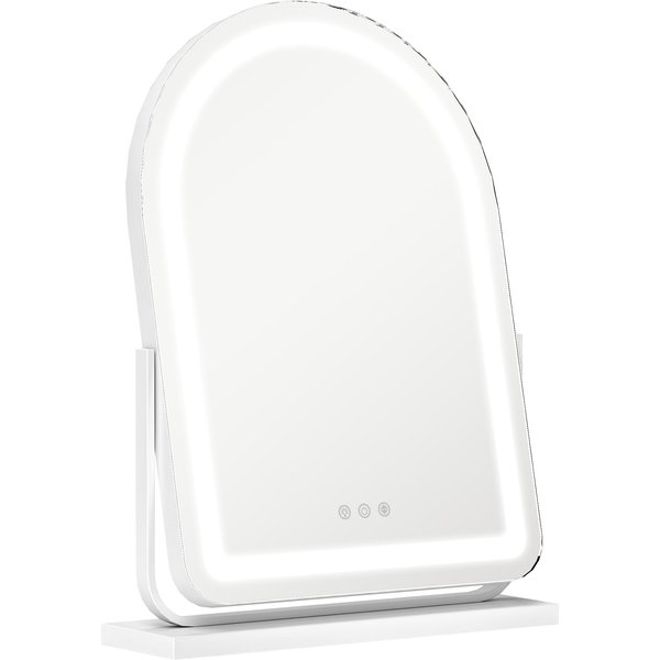 HOMCOM LED Vanity Mirror with Lights, 43 x 59cm Lighted Makeup Mirror with 3 Colour, 360° Rotation, Touch Screen, for Bedroom and Dressing Room, White