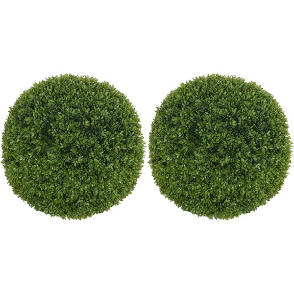 Homcom Lot De 2 Boules De Buis Artificielles De 40 Cm DéCoration Pour IntéRieur Ou ExtéRieur Vert-image
