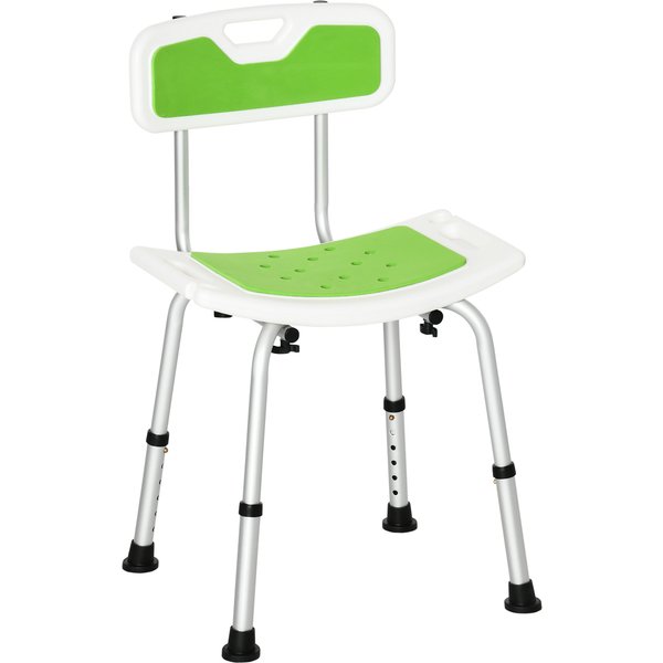 Homcom Tabouret De Douche Pour Personnes âGéEs Et HandicapéEs Hauteur RéGlable Patins AntidéRapants Support De Pomme De Douche-image