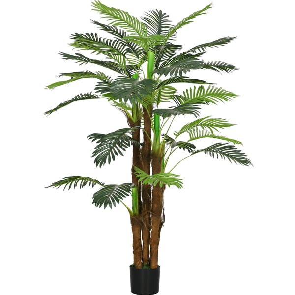 Homcom Palmier Artificiel H.1,6 M Arbre Artificiel Tronc Branches Lichen Feuilles Grand RéAlisme Pot Inclus-image