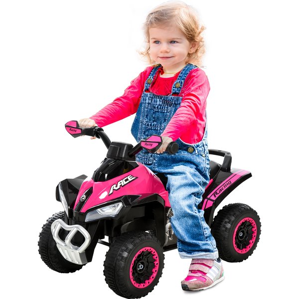Homcom Porteur Enfants Quad 12-36 Mois Dim. 67L X 38L X 44H Cm Effets Lumineux Et Sonores Rose Noir-image