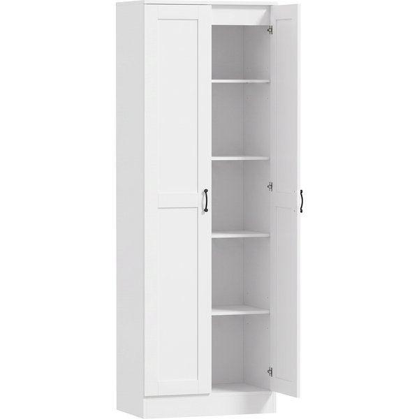 HOMCOM Küchenschrank 175 cm Vorratsschrank mit Soft-Close-Türen und verstellbaren Einlegeböden, Aufbewahrungsschrank für Wohnzimmer, Weiß Aosom