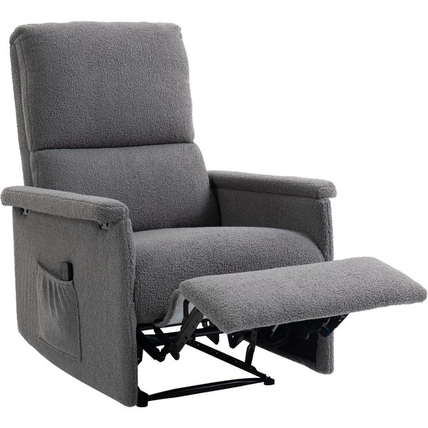 Homcom Fauteuil De Massage Inclinable, Fauteuil De Relaxation, Dossier RéGlable, Large Assise, Repose-Pied, 69X84X99Cm, Gris-image