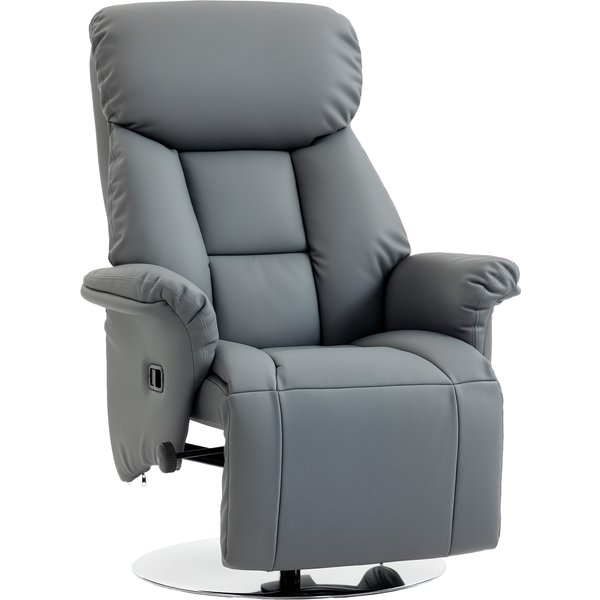 Homcom Fauteuil De Relaxation Inclinable Pivotant Repose-Pied RéGlable, Jusqu'à 120 Kg, Pour Salon, Chambre, Home CinéMa, Gris-image