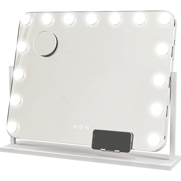 HOMCOM Hollywood Vanity Mirror with Lights, Large 63x50 cm Lighted Makeup Mirror with 3 Colour, 10X Magnifying, USB Charging Port Aosom UK
