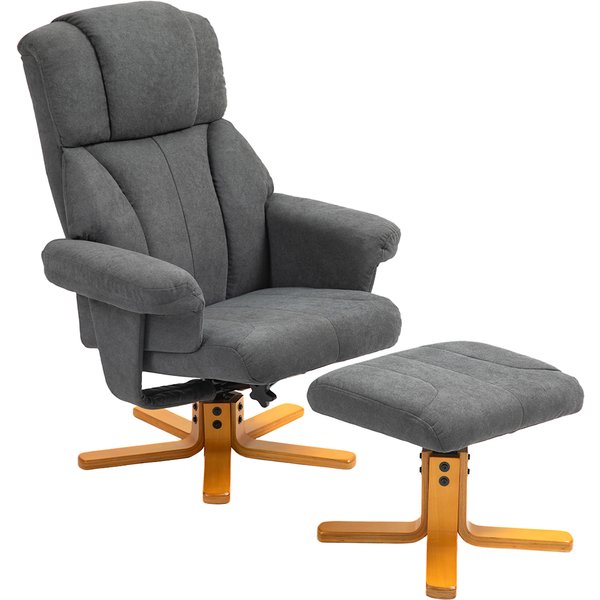 Homcom Fauteuil Relax Avec Repose-Pied, Fauteuil De Relaxation, Dossier Inclinable, Assise RembourréE, 79X80X104Cm, Gris Foncé-image