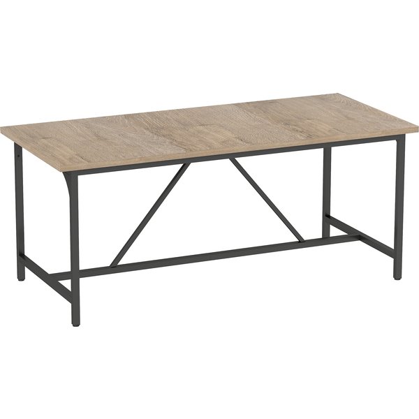 Homcom Table à Manger Rectangulaire Pour 6-8 Personnes Table De Cuisine Style Industriel 180 X 80 X 75,5 Cm Effet Bois Naturel-image