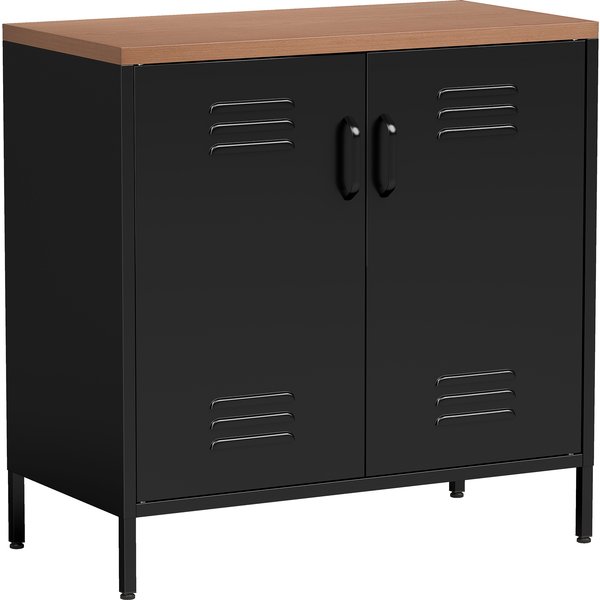 Homcom Buffet Salon MéTallique, Meuble De Rangement Industriel Avec 2 Portes Et ÉTagèRe RéGlable, 80 X 40 X 80 Cm, Noir-image