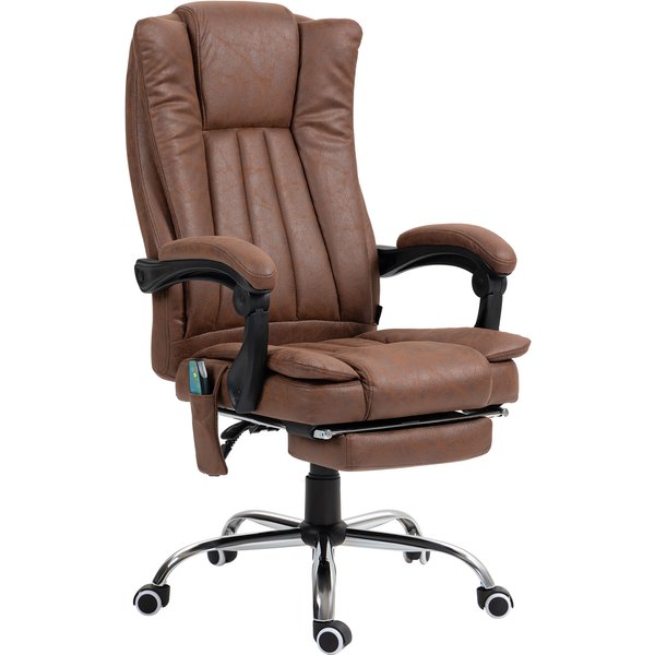 Vinsetto Fauteuil De Bureau Massant Et Chauffant Avec Hauteur RéGlable, Dossier Inclinable, Repose-Pied Et TéLéCommande, Marron-image