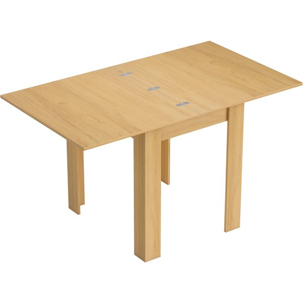Homcom Table à Manger Extensible Rectangle Pour 4 à 6 Personnes, Table De Cuisine 70-140 Cm, Patins En Feutre, Bois Naturel-image