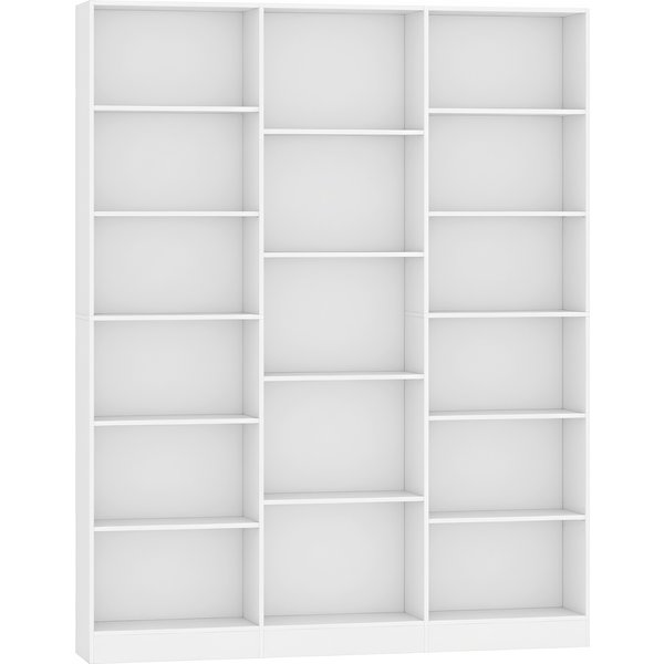 Homcom BibliothèQue 6 Niveaux, ÉTagèRe De Rangement Avec 17 Compartiments Et ÉTagèRes RéGlables, 149 X 23,6 X 188 Cm, Blanc-image
