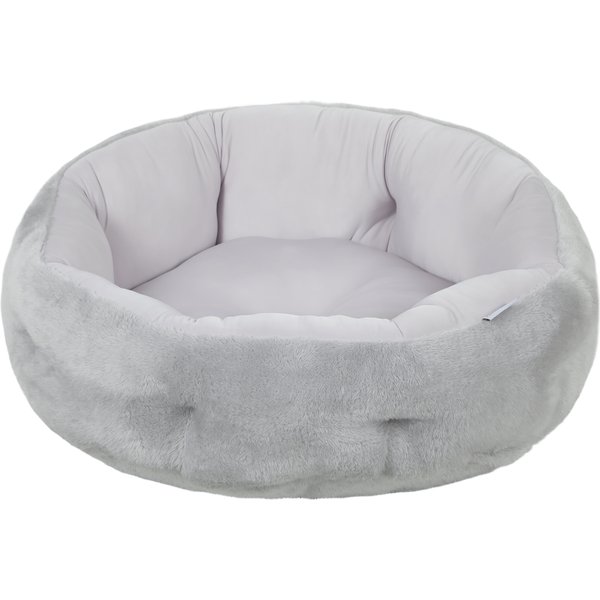 Pawhut Lit Pour Chat RéVersible, Lit Pour Chats D'intéRieur Et Petits Chiens, Lit Rond Avec Rebord De Soutien, Gris Clair-image