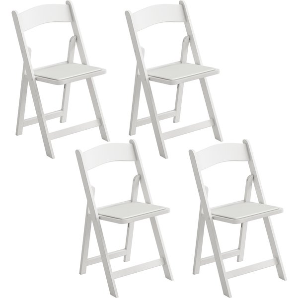 Homcom Lot De 4 Chaises Pliantes En RéSine Et Pu, Chaises Pliantes Portables Pour IntéRieur Et ExtéRieur, 45X44X78Cm, Blanc-image