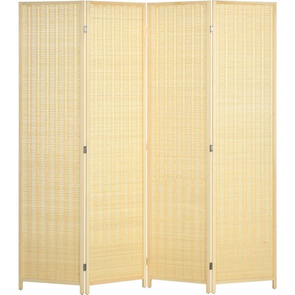 Homcom Paravent En Bois SéParateur De PièCe Closion De SéParation Pliable 4 Panneaux 180 X 180 Cm Naturel Aosom France-image