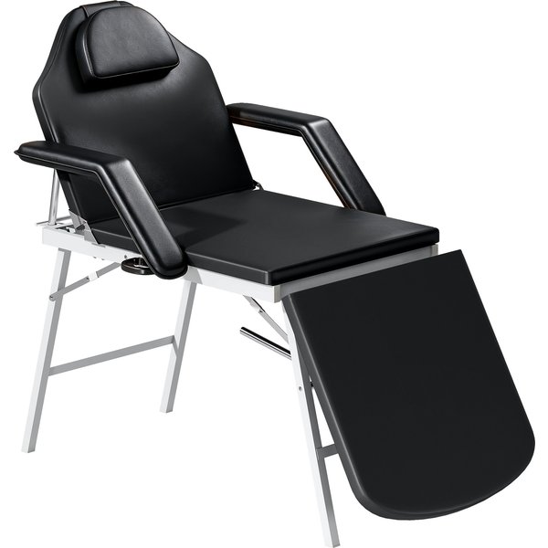 Homcom Table De Massage Pliante, Lit De Massage 3 Zones Portable 182 X 62 Cm Avec Appuie-TêTe Et Accoudoirs Amovibles, Noir-image