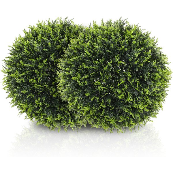 HOMCOM 2er-Set Künstlicher Zeder, 45 cm Zimmerpflanze, Kunstpflanze, Dekopflanze, Dekorative Pflanzen für Zuhause, Büro, Flur, Garten, Grün Aosom