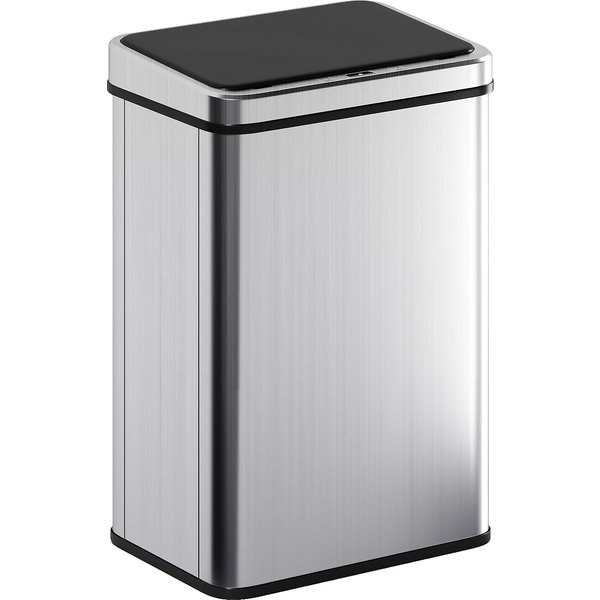 Homcom Poubelle à Capteur De 40L, Couvercle à Fermeture En Douceur, Poubelle De Cuisine Automatique Acier Inoxydable, Argenté-image