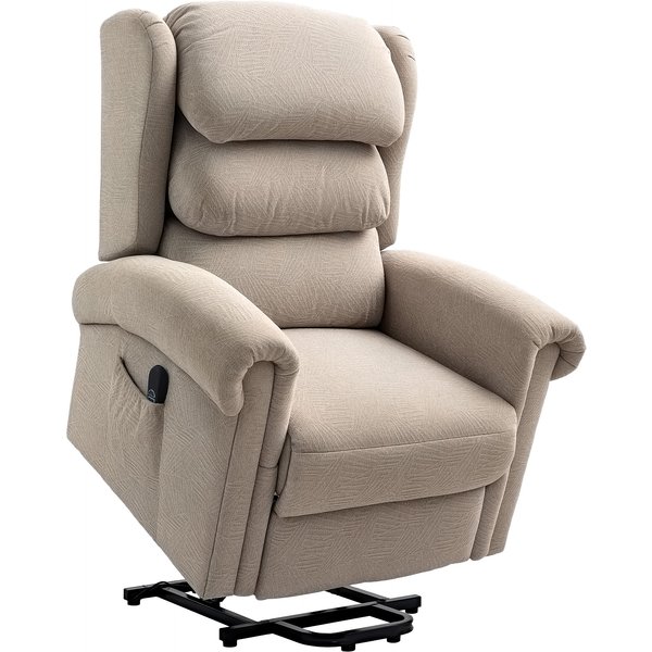 HOMCOM Velvet-Feel Electric Riser Recliner Chair - Khaki