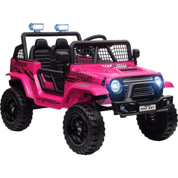AIYAPLAY 12V Battery Powered Kids Ride On Car, Electric Truck w/ Spring Suspension, Remote, Music Horn Lights - Pink Aosom UK
