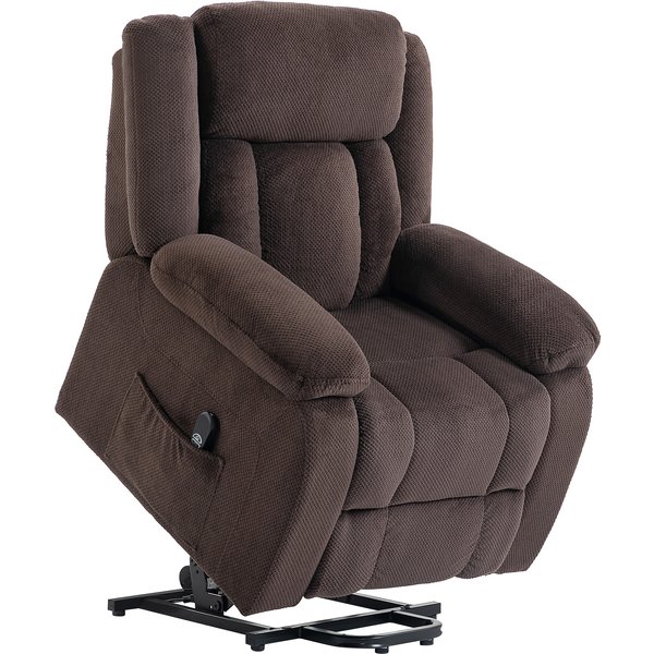 Homcom Fauteuil Releveur ÉLectrique, Fauteuil Relax ÉLectrique En Velours, Dossier Inclinable, Assise Large, Port Usb, Marron-image