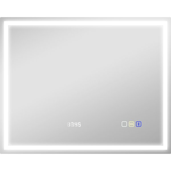 Homcom Miroir Salle De Bain LED Bluetooth 80 X 100 Cm Interrupteur Tactile LumièRe RéGlable 3 Couleurs Anti-BuéE MéMoire Argent-image