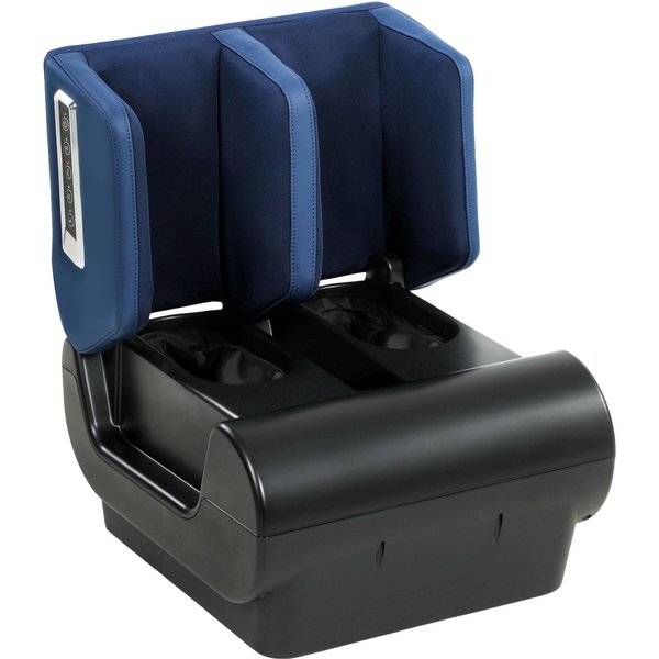 HOMCOM Beinmassagegerät, 2-in-1-Fußmassagegerät & Ottoman mit Shiatsu-Funktion, Wärme, Luftkompression, Timer, 3 Modi & Intensitäten, Blau und Schwarz Aosom