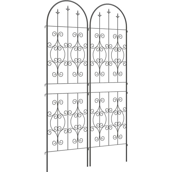 Outsunny Lot De 2 Supports Pour Plantes Grimpantes, Treillis De Jardin, Pour LéGumes, Vignes, Fleurs, En MéTal, 50 X 180 Cm, Noir-image