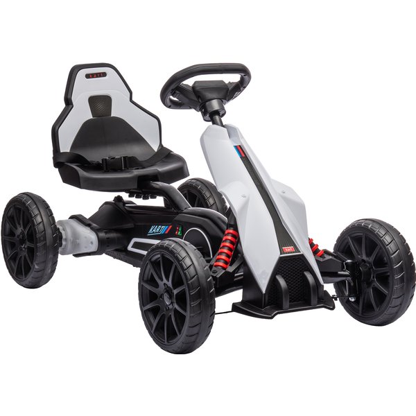 Homcom Kart éLectrique Pour Enfant 12V - Vitesse RéGlable 3-5Km/H Pour Enfants De 3 à 8 Ans - SièGe RéGlable - Blanc-image