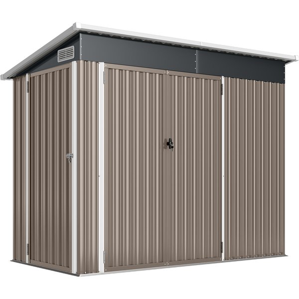 Outsunny Abri De Jardin En MéTal Cabane Jardin ExtéRieure Triple Porte Verrouillable Toit Incliné AéRations 234X132X185Cm Gris-image