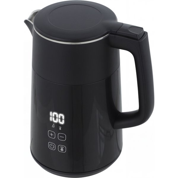HOMCOM Elektrischer Wasserkocher, 1,7L, Schnellkochend, 2200W, mit LED-Display, Warmhaltefunktion, automatischer Abschaltung und Trockenkochschutz, PTFE-frei, Schwarz Aosom