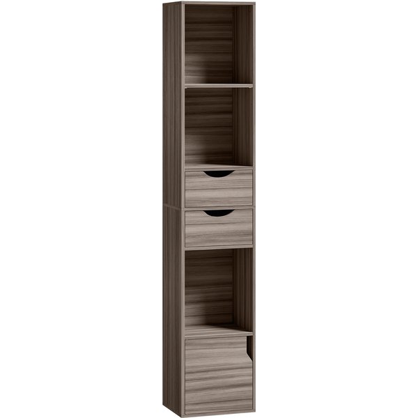 HOMCOM Bookcase with Drawers Adjustable Shelf Bookshelf with 2 Drawers and Cabinet 158 cm Grey