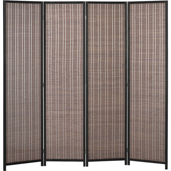 Homcom Paravent En Bois SéParateur De PièCe Closion De SéParation Pliable 4 Panneaux 180 X 180 Cm Marron-image