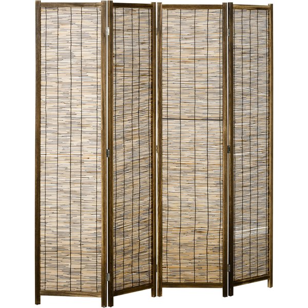 Homcom Paravent SéParateur De PièCe En Bois Closion De SéParation Pliable 4 Panneaux 160 X 170 Cm - Naturel-image