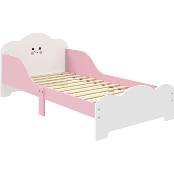 AIYAPLAY Kinderbett, 140x70 cm Kleinkindbett mit Rausfallschutz, Lattenrost, Jugendbett Bettgestell für Mädchen und Jungen, ohne Matratze, Rosa Aosom