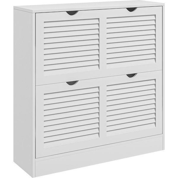Homcom Meuble à Chaussures D'entréE à 2 Tiroirs Et éTagèRes RéGlables Pour 16 Paires De Chaussures, Blanc-image