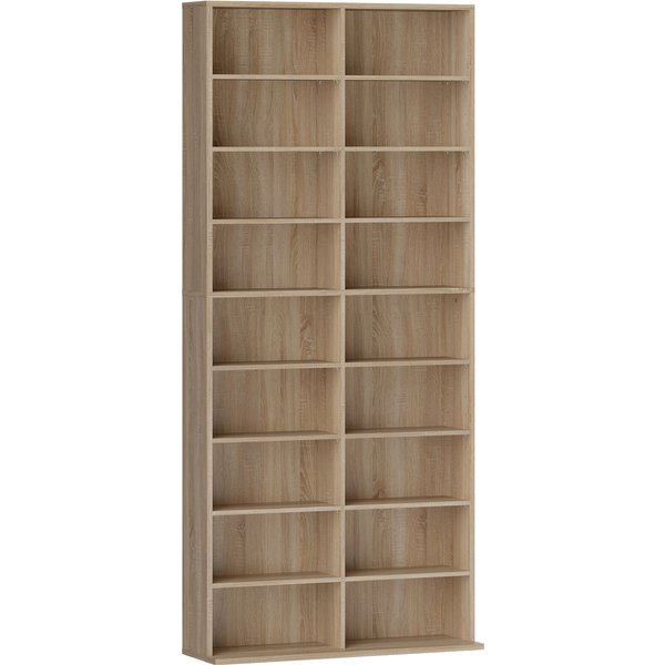 HOMCOM 640 CD Storage Tower - Nature Wood Finish
