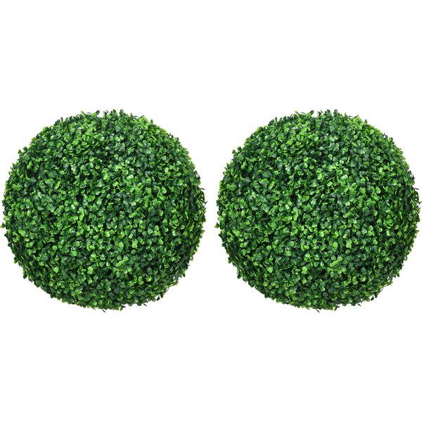 Homcom Lot De 2 Boules De Buis Buxus DéCo Decoration Verdure Artificiel Φ40 Cm DiamèTre IntéRieur ExtéRieur Plantes Rond Vert-image