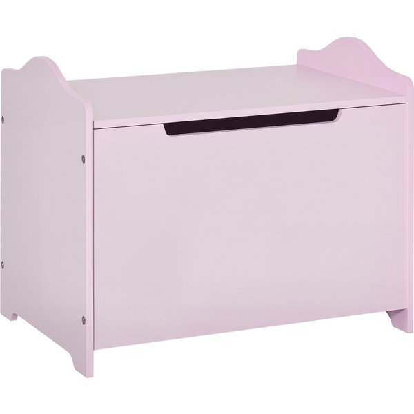 HOMCOM Children's Wooden Toy Box, Playroom Storage Chest with Safety Hinge, 60 x 40 x 48 cm, Pink Aosom UK