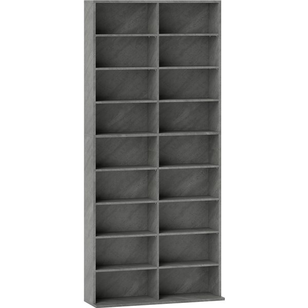 Homcom Rangements Pour Cd Et Dvd 18 Compartiments Capacité Max. 640 CD/360 Dvd 430 Blu-Ray 78,5 X 24 X 175 Cm Gris Clair-image
