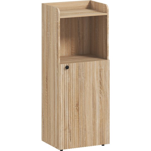 Homcom Meuble Salle De Bain, Meuble De Rangement éTroit 4 Niveaux, Placard, Compartiment Ouvert, 40 X 31 X 104 Cm, ChêNe Jaune-image