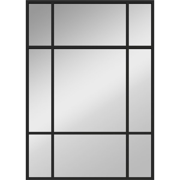 Homcom Miroir Mural VerrièRe Rectangulaire Style FenêTre, Horizontal Ou Vertical Avec 4 Crochets, En MéTal Noir - 50X70 Cm-image