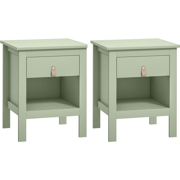 Homcom Lot De 2 Tables De Chevet Avec Tiroir Et Compartiment Ouvert, 45 X 40 X 55 Cm, Vert-image