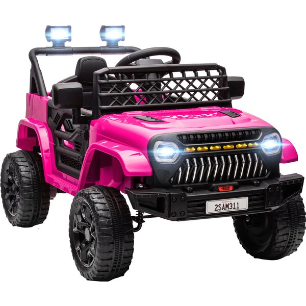 AIYAPLAY Kinder Elektroauto 12V Kinderauto Elektrisch mit 2,4 GHz Fernbedienung 2 Motor Kinderfahrzeug mit Hupe LED Musik USB-Anschluss Elektrofahrzeug mit 4 gefederten Rädern für 3-8 Jahre Rosa Aosom